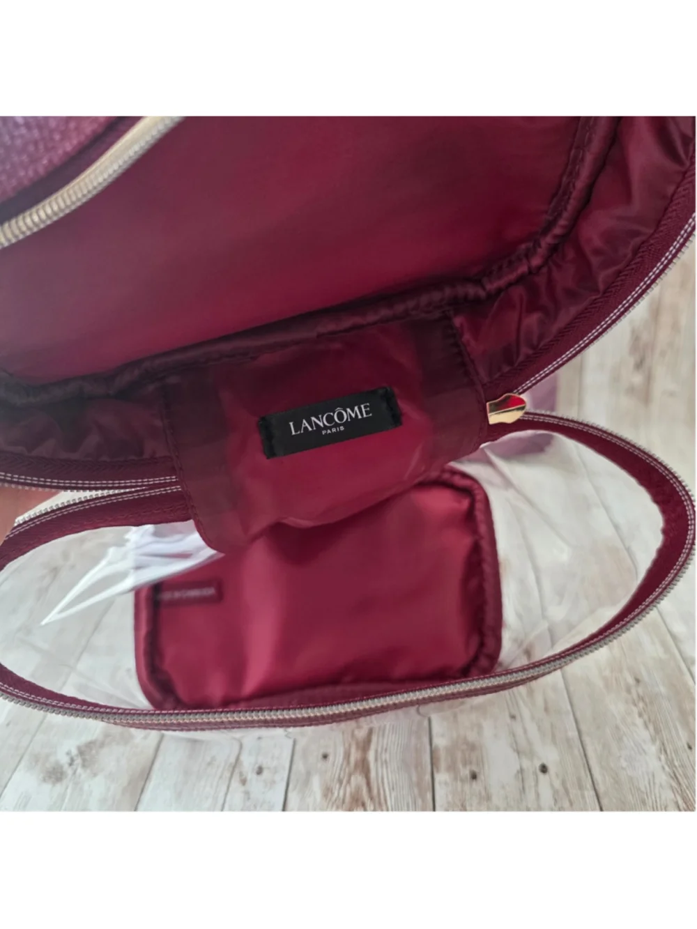 Lancôme Cosmetic Bag Red Clear NWOT